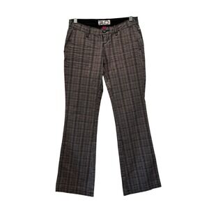 Y2K GLO Jeans Women's Size 1 Plaid Bootcut low rise Trousers Black‎ Gray Preppy